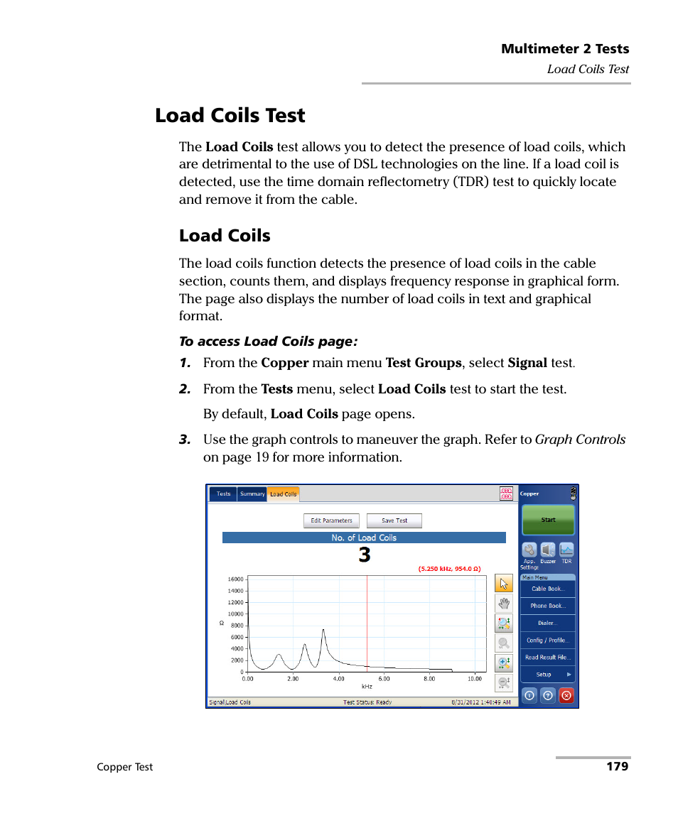 Load coils test, Load coils | EXFO FTB-610 Wideband Copper Test Module User Manual | Page 187 / 326