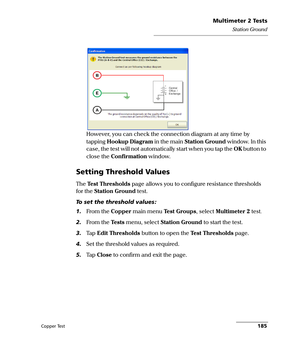 Setting threshold values | EXFO FTB-610 Wideband Copper Test Module User Manual | Page 193 / 326