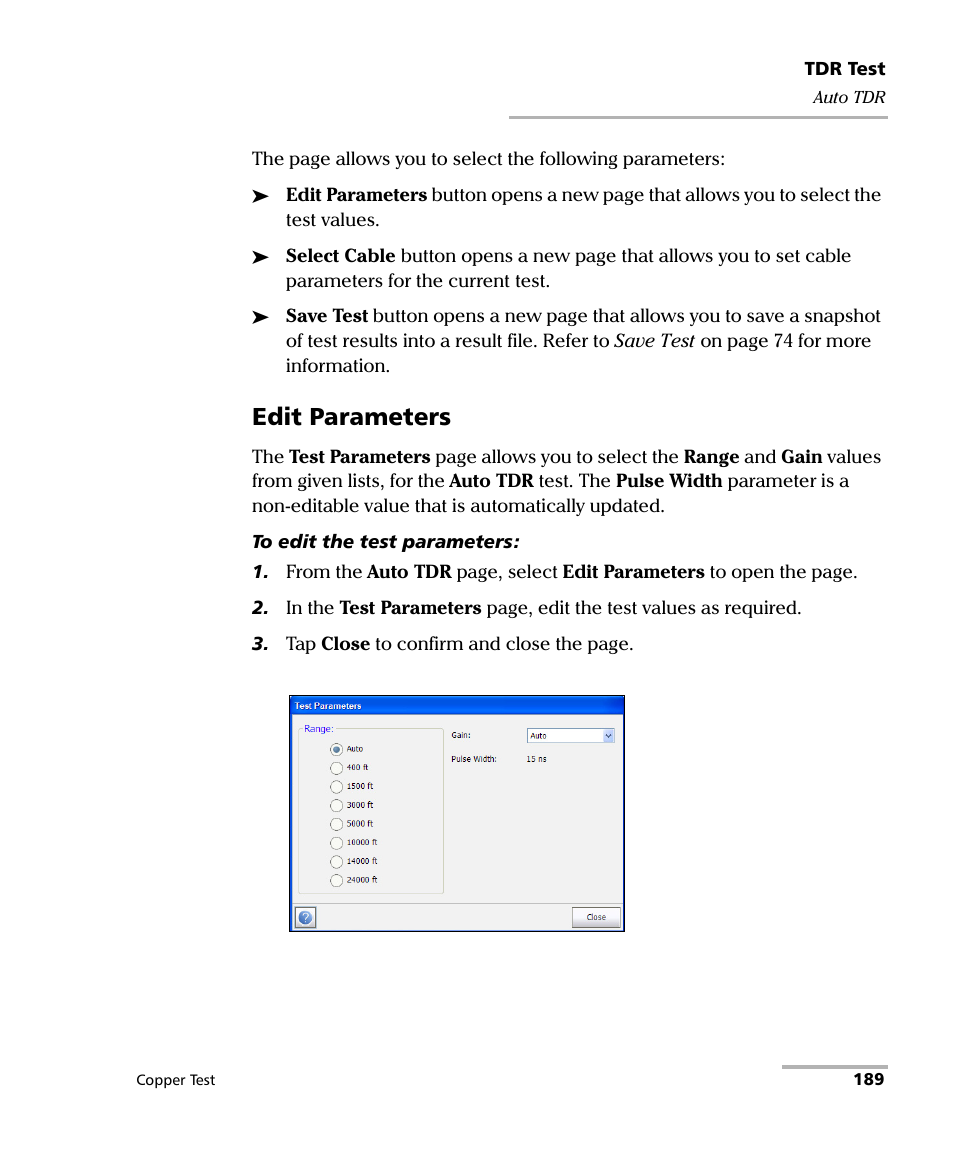 Edit parameters | EXFO FTB-610 Wideband Copper Test Module User Manual | Page 197 / 326