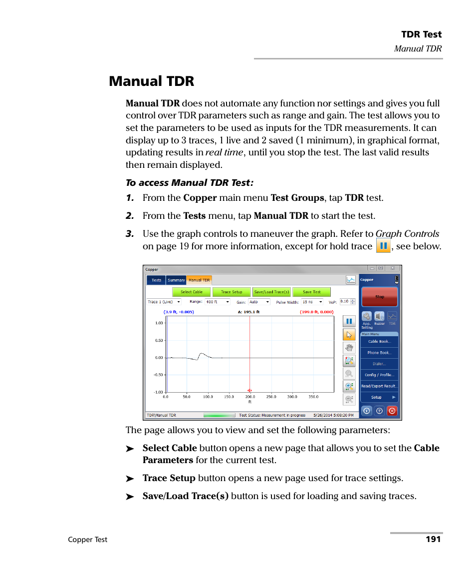 Manual tdr | EXFO FTB-610 Wideband Copper Test Module User Manual | Page 199 / 326