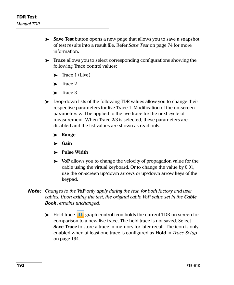 EXFO FTB-610 Wideband Copper Test Module User Manual | Page 200 / 326