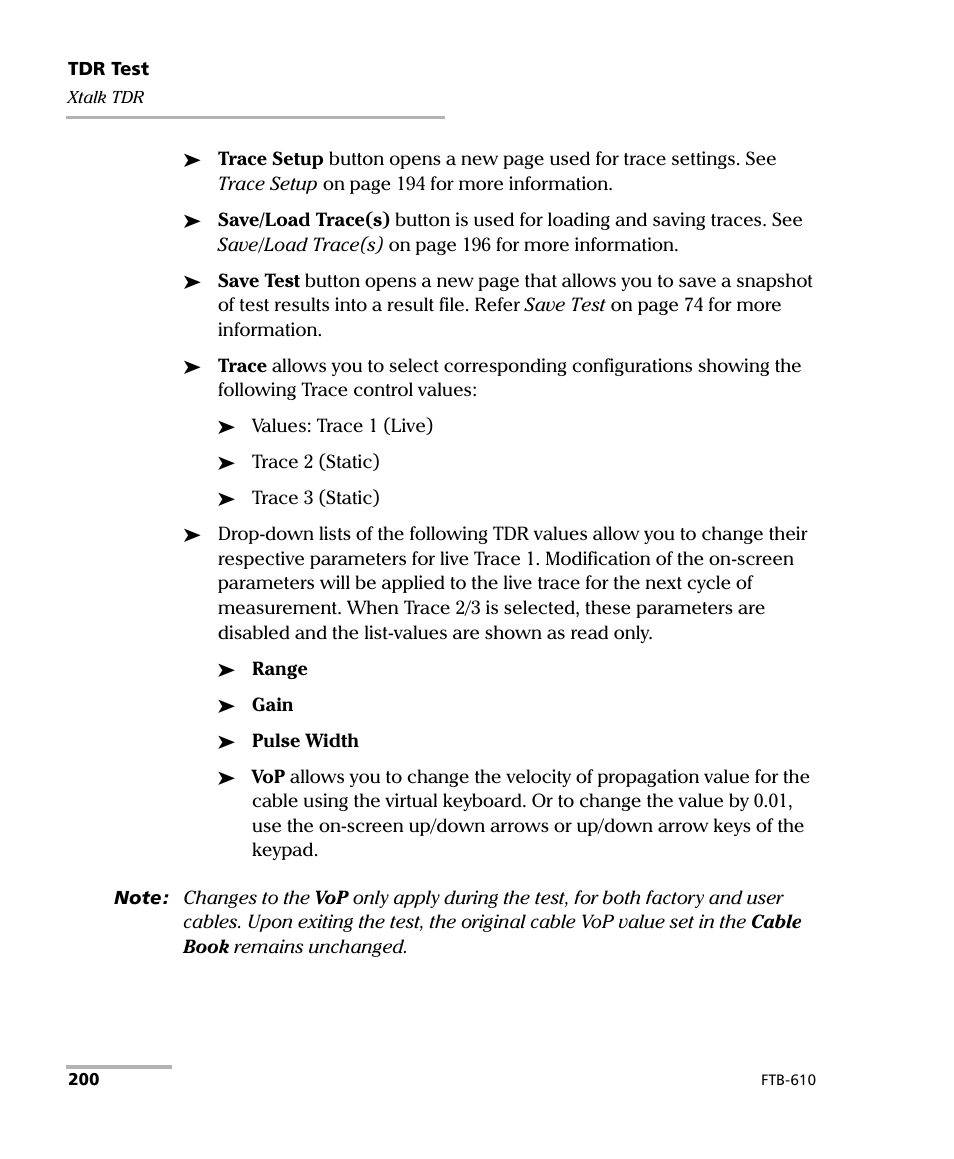 EXFO FTB-610 Wideband Copper Test Module User Manual | Page 208 / 326