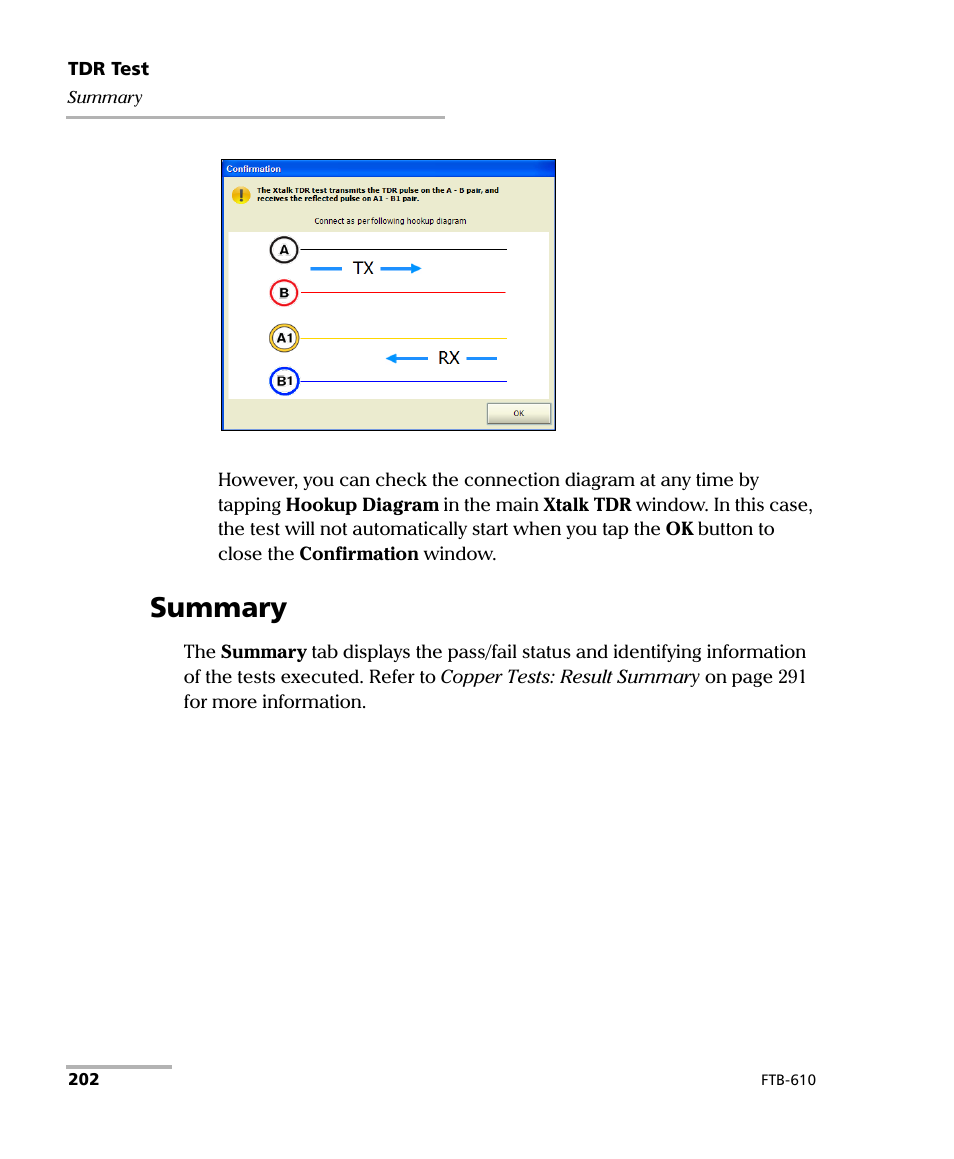 Summary | EXFO FTB-610 Wideband Copper Test Module User Manual | Page 210 / 326