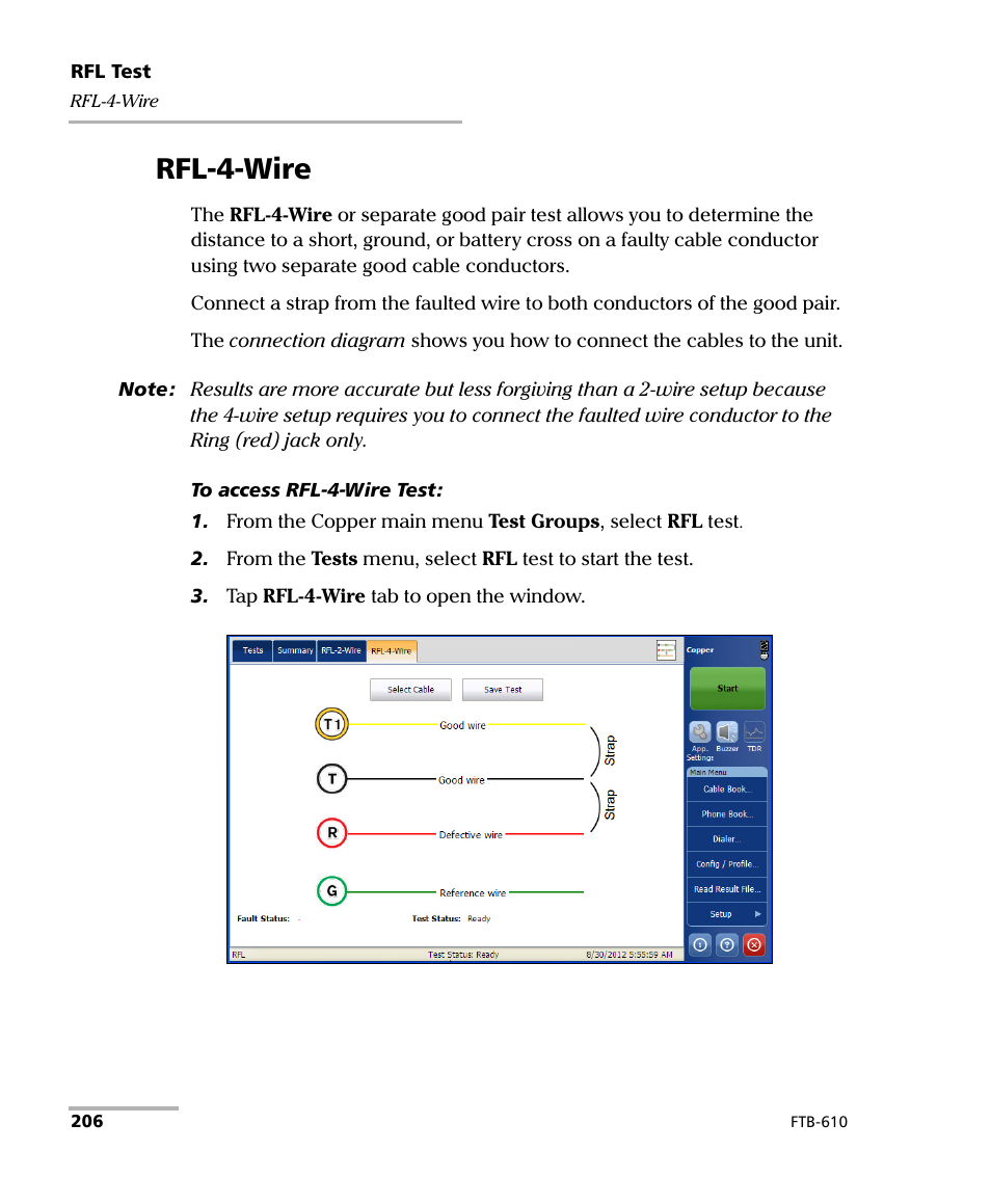 Rfl-4-wire | EXFO FTB-610 Wideband Copper Test Module User Manual | Page 214 / 326