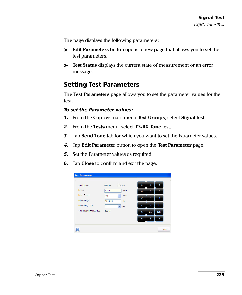 Setting test parameters | EXFO FTB-610 Wideband Copper Test Module User Manual | Page 237 / 326