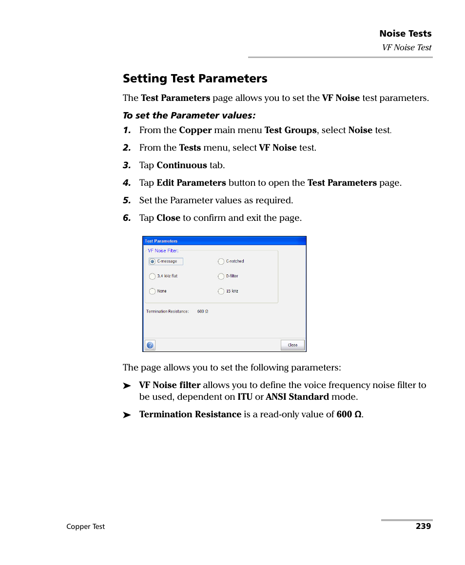 Setting test parameters | EXFO FTB-610 Wideband Copper Test Module User Manual | Page 247 / 326