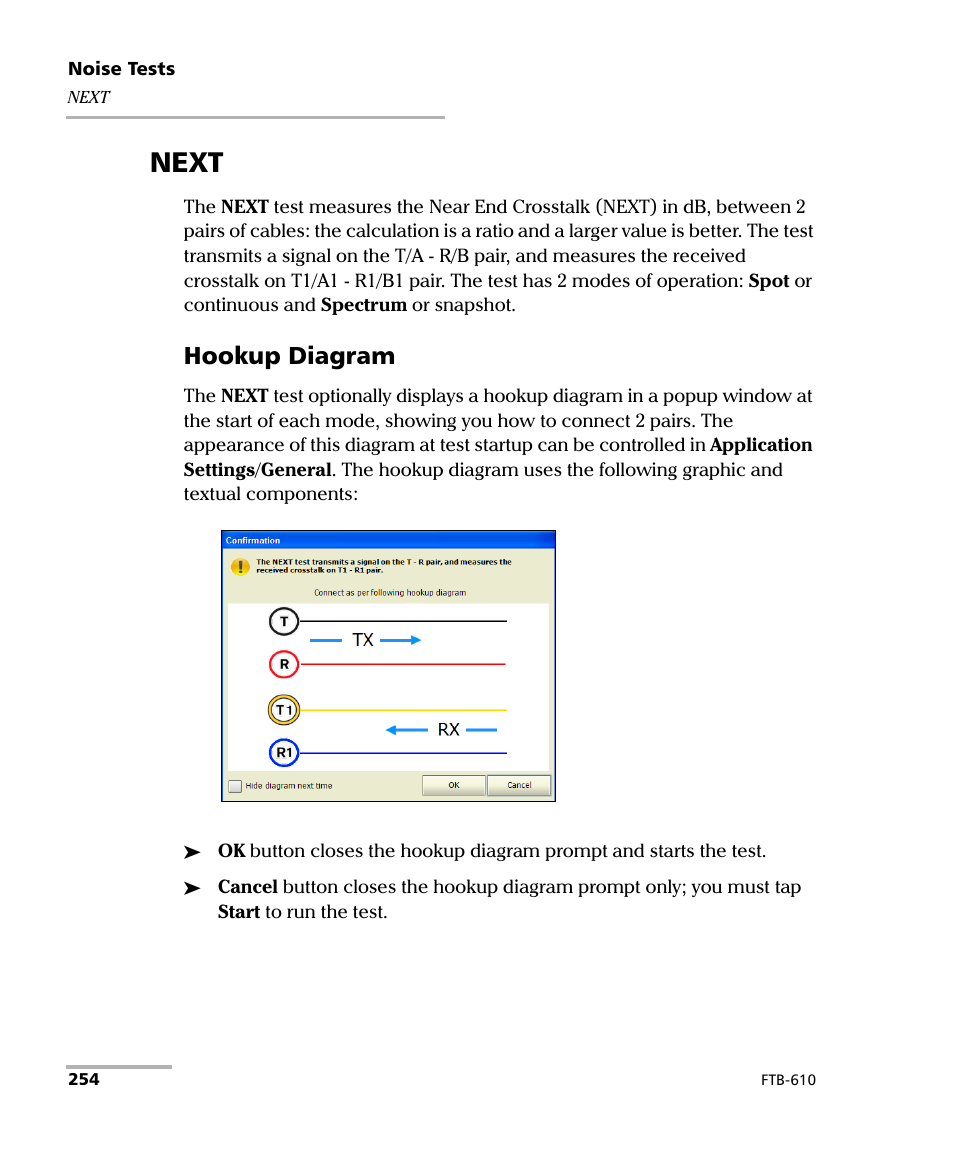 Next, Hookup diagram | EXFO FTB-610 Wideband Copper Test Module User Manual | Page 262 / 326