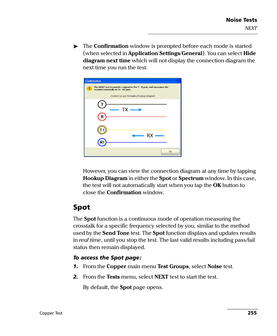 Spot | EXFO FTB-610 Wideband Copper Test Module User Manual | Page 263 / 326