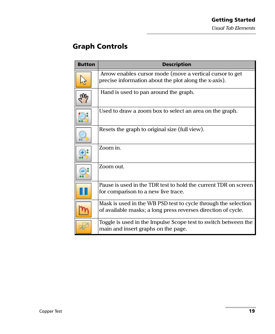 Graph controls | EXFO FTB-610 Wideband Copper Test Module User Manual | Page 27 / 326