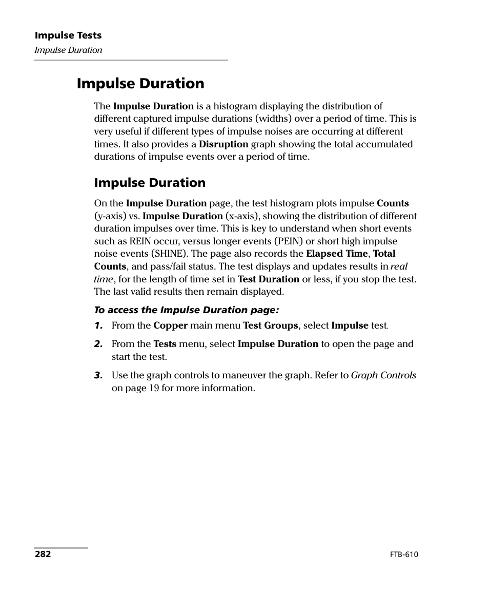 Impulse duration | EXFO FTB-610 Wideband Copper Test Module User Manual | Page 290 / 326