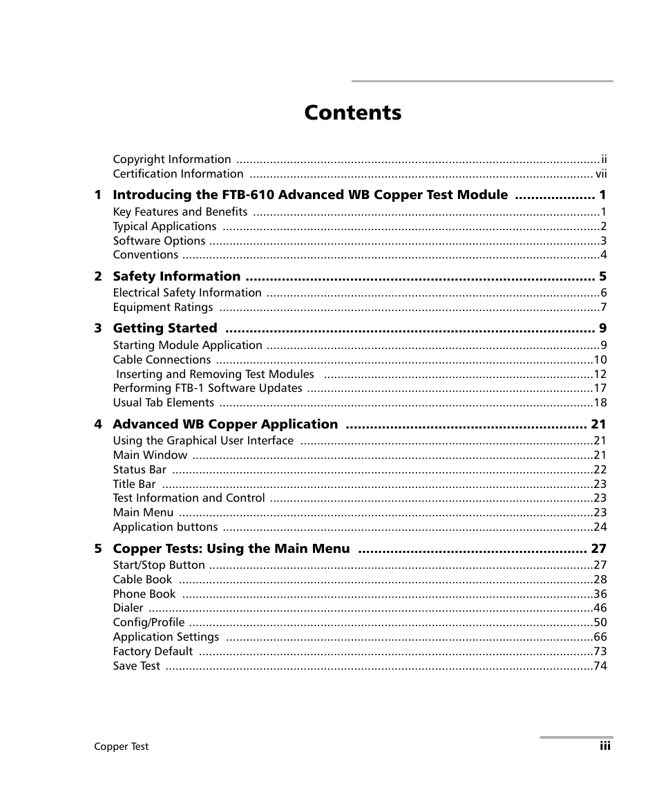 EXFO FTB-610 Wideband Copper Test Module User Manual | Page 3 / 326