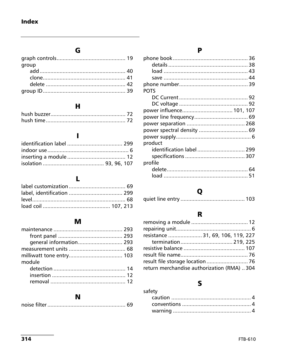 EXFO FTB-610 Wideband Copper Test Module User Manual | Page 322 / 326