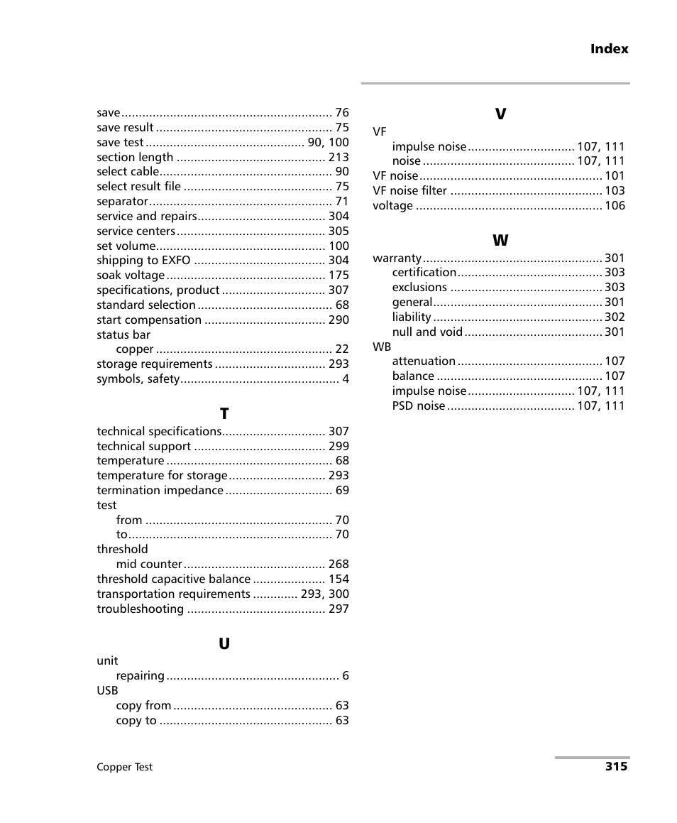 EXFO FTB-610 Wideband Copper Test Module User Manual | Page 323 / 326