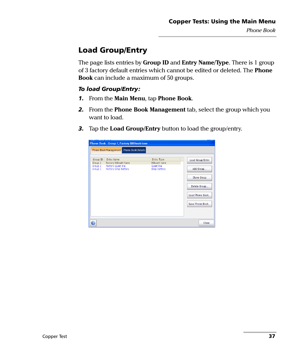 Load group/entry | EXFO FTB-610 Wideband Copper Test Module User Manual | Page 45 / 326