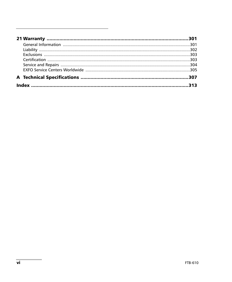 EXFO FTB-610 Wideband Copper Test Module User Manual | Page 6 / 326