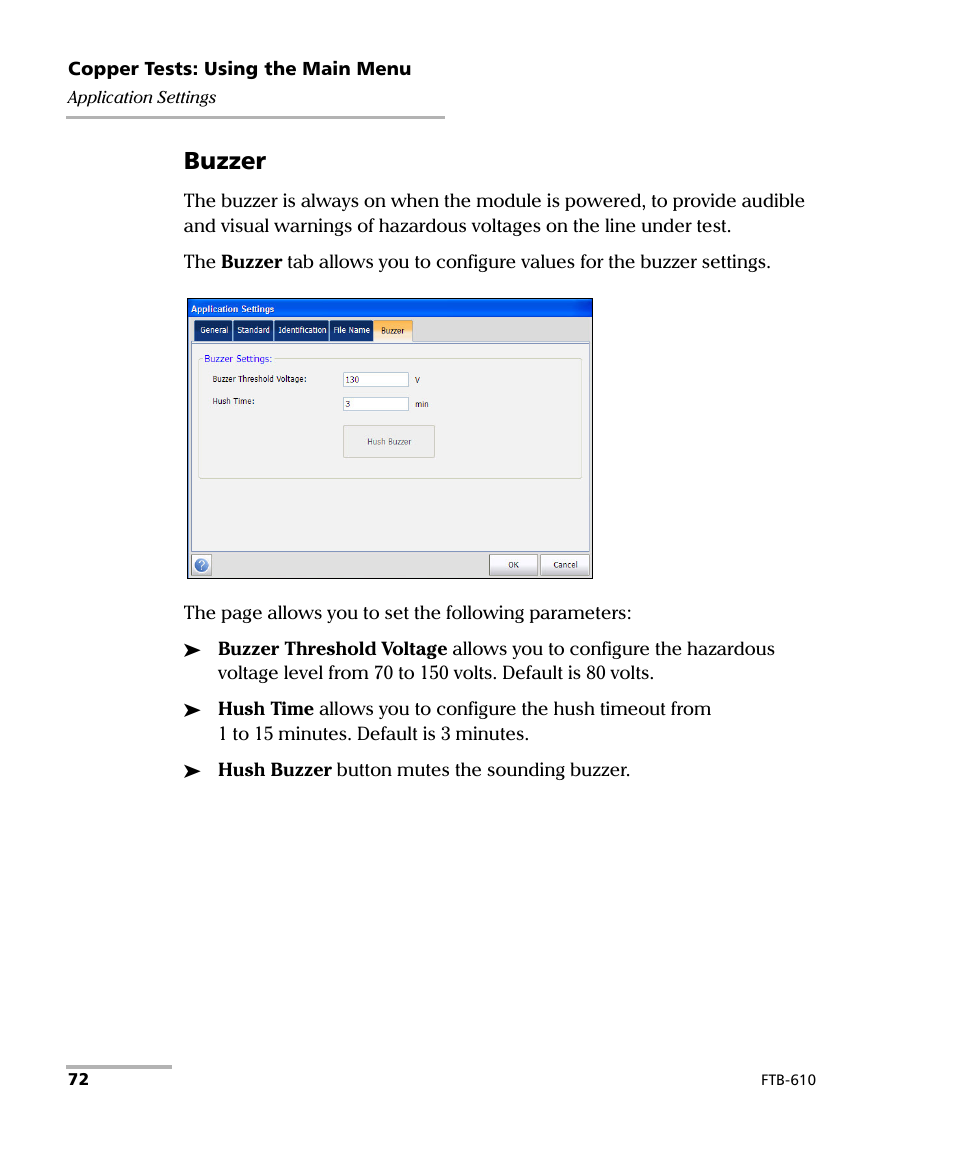 Buzzer | EXFO FTB-610 Wideband Copper Test Module User Manual | Page 80 / 326