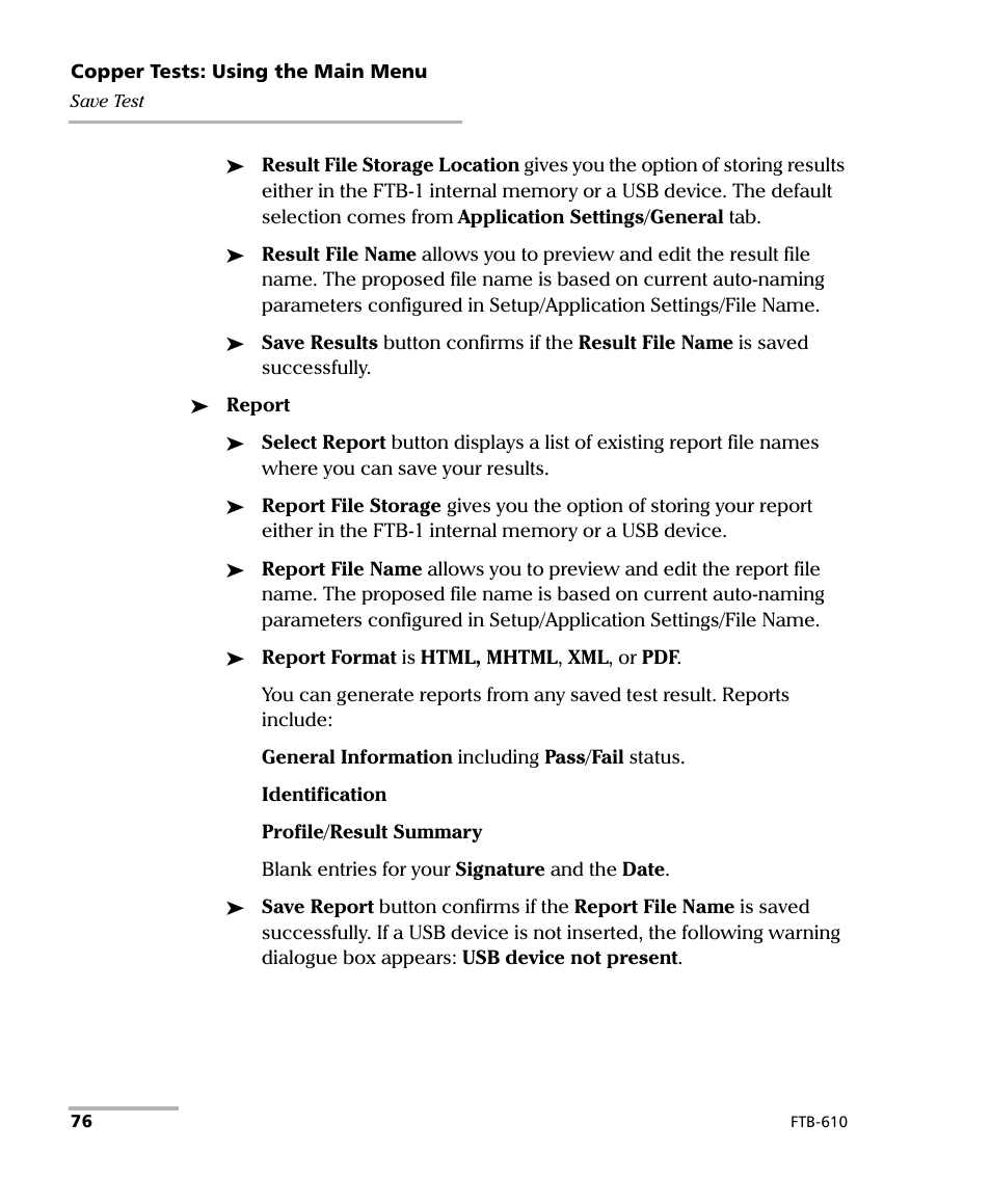 EXFO FTB-610 Wideband Copper Test Module User Manual | Page 84 / 326