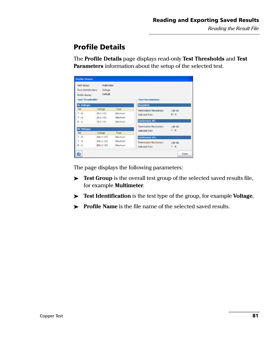 Profile details | EXFO FTB-610 Wideband Copper Test Module User Manual | Page 89 / 326