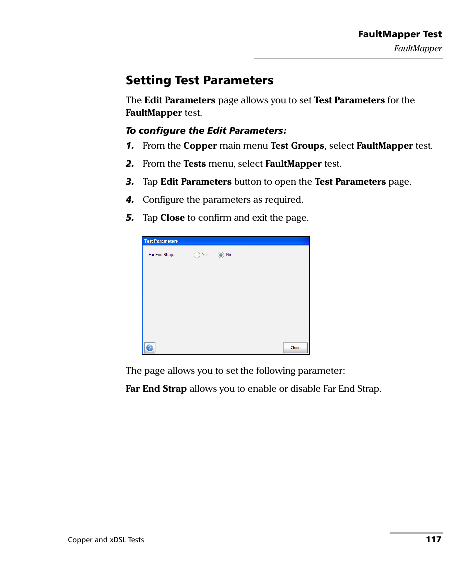Setting test parameters | EXFO FTB-635 Wideband Copper and DSL Test Module User Manual | Page 125 / 373