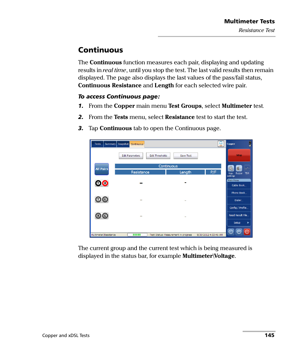 Continuous | EXFO FTB-635 Wideband Copper and DSL Test Module User Manual | Page 153 / 373