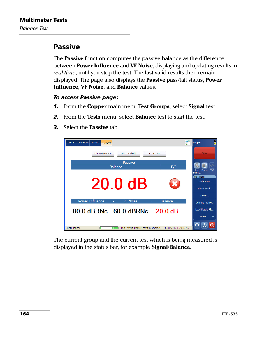 Passive | EXFO FTB-635 Wideband Copper and DSL Test Module User Manual | Page 172 / 373