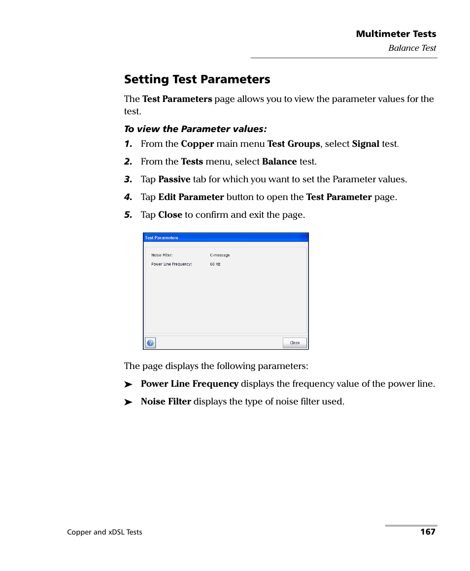 Setting test parameters | EXFO FTB-635 Wideband Copper and DSL Test Module User Manual | Page 175 / 373