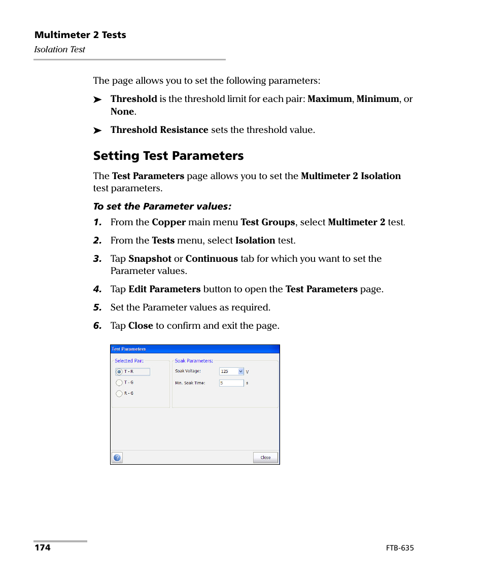 Setting test parameters | EXFO FTB-635 Wideband Copper and DSL Test Module User Manual | Page 182 / 373