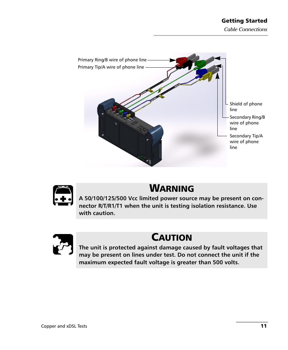 Arning, Aution | EXFO FTB-635 Wideband Copper and DSL Test Module User Manual | Page 19 / 373