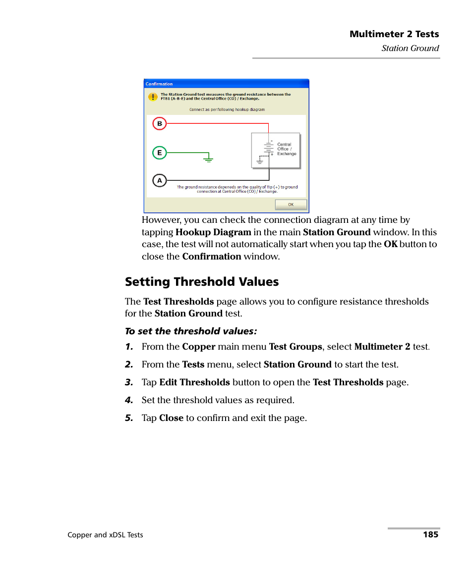 Setting threshold values | EXFO FTB-635 Wideband Copper and DSL Test Module User Manual | Page 193 / 373