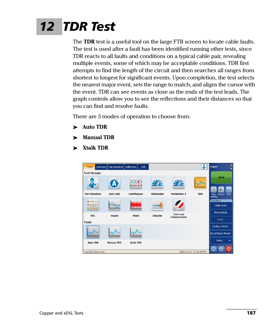 12 tdr test | EXFO FTB-635 Wideband Copper and DSL Test Module User Manual | Page 195 / 373