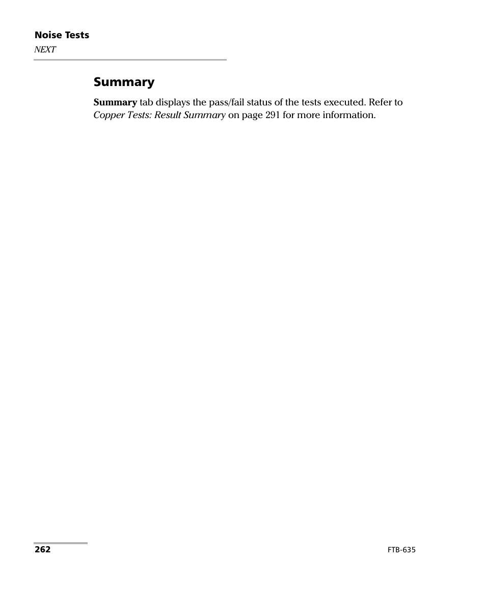 Summary | EXFO FTB-635 Wideband Copper and DSL Test Module User Manual | Page 270 / 373