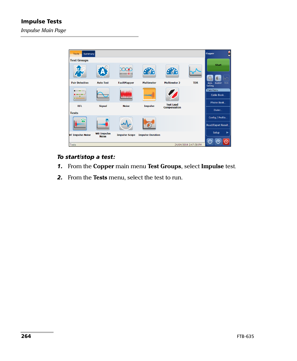 EXFO FTB-635 Wideband Copper and DSL Test Module User Manual | Page 272 / 373