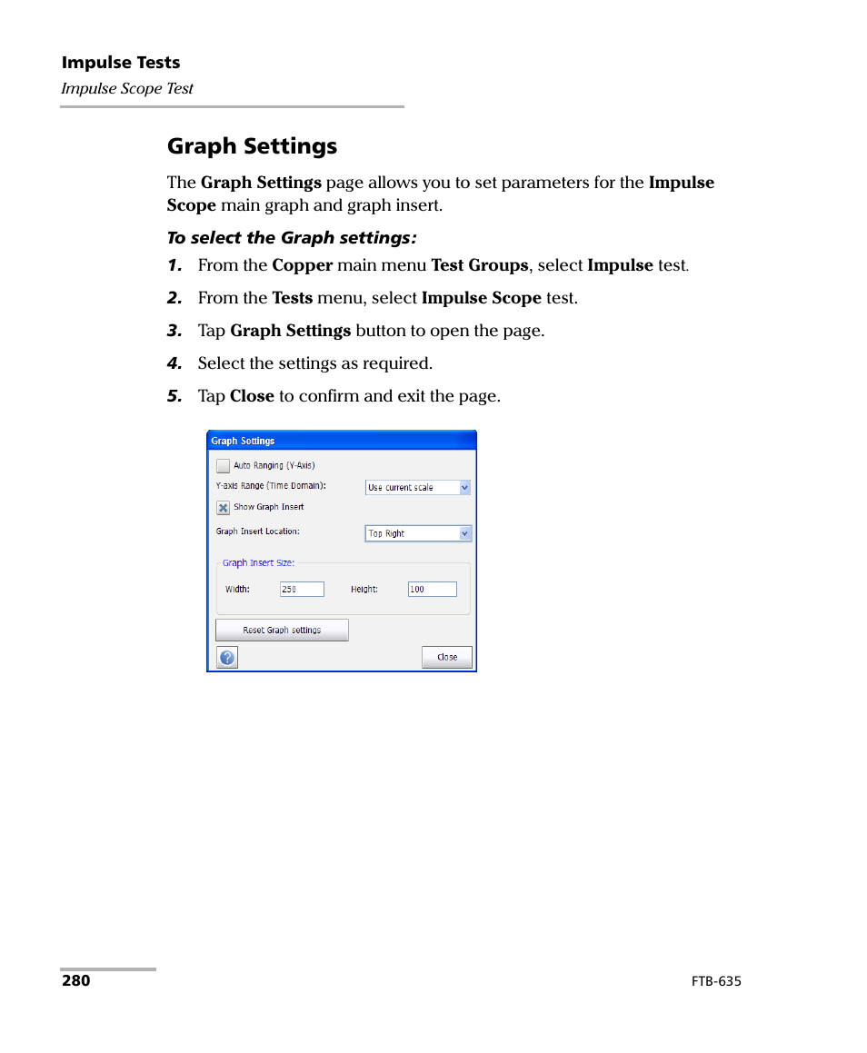 Graph settings | EXFO FTB-635 Wideband Copper and DSL Test Module User Manual | Page 288 / 373