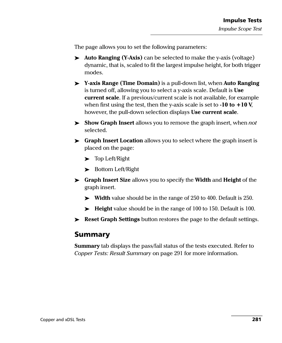 Summary | EXFO FTB-635 Wideband Copper and DSL Test Module User Manual | Page 289 / 373