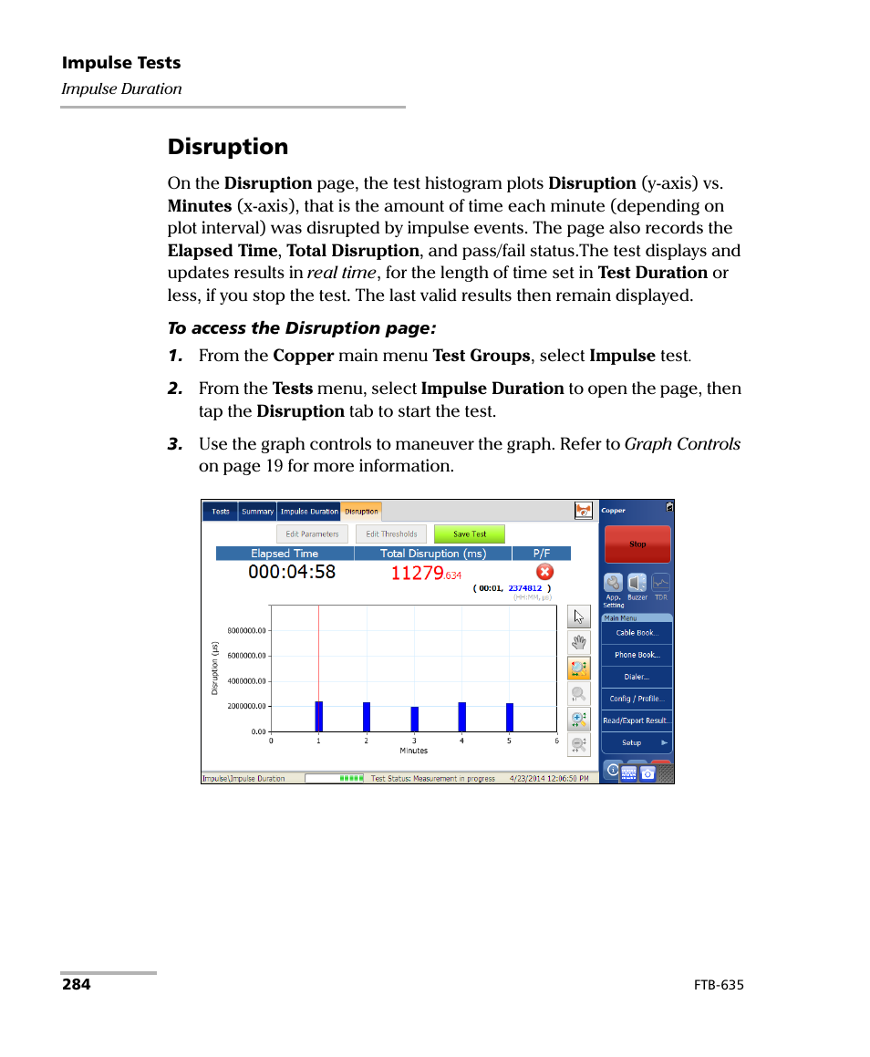 Disruption | EXFO FTB-635 Wideband Copper and DSL Test Module User Manual | Page 292 / 373