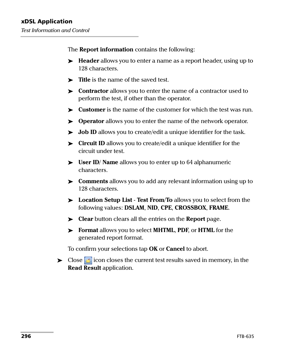 EXFO FTB-635 Wideband Copper and DSL Test Module User Manual | Page 304 / 373