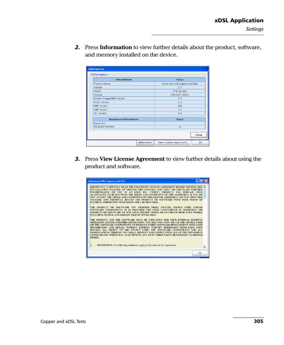 EXFO FTB-635 Wideband Copper and DSL Test Module User Manual | Page 313 / 373