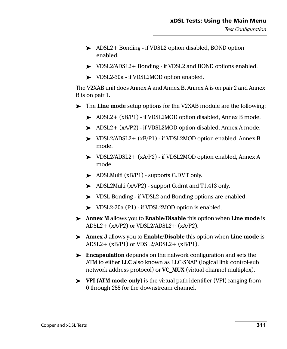 EXFO FTB-635 Wideband Copper and DSL Test Module User Manual | Page 319 / 373