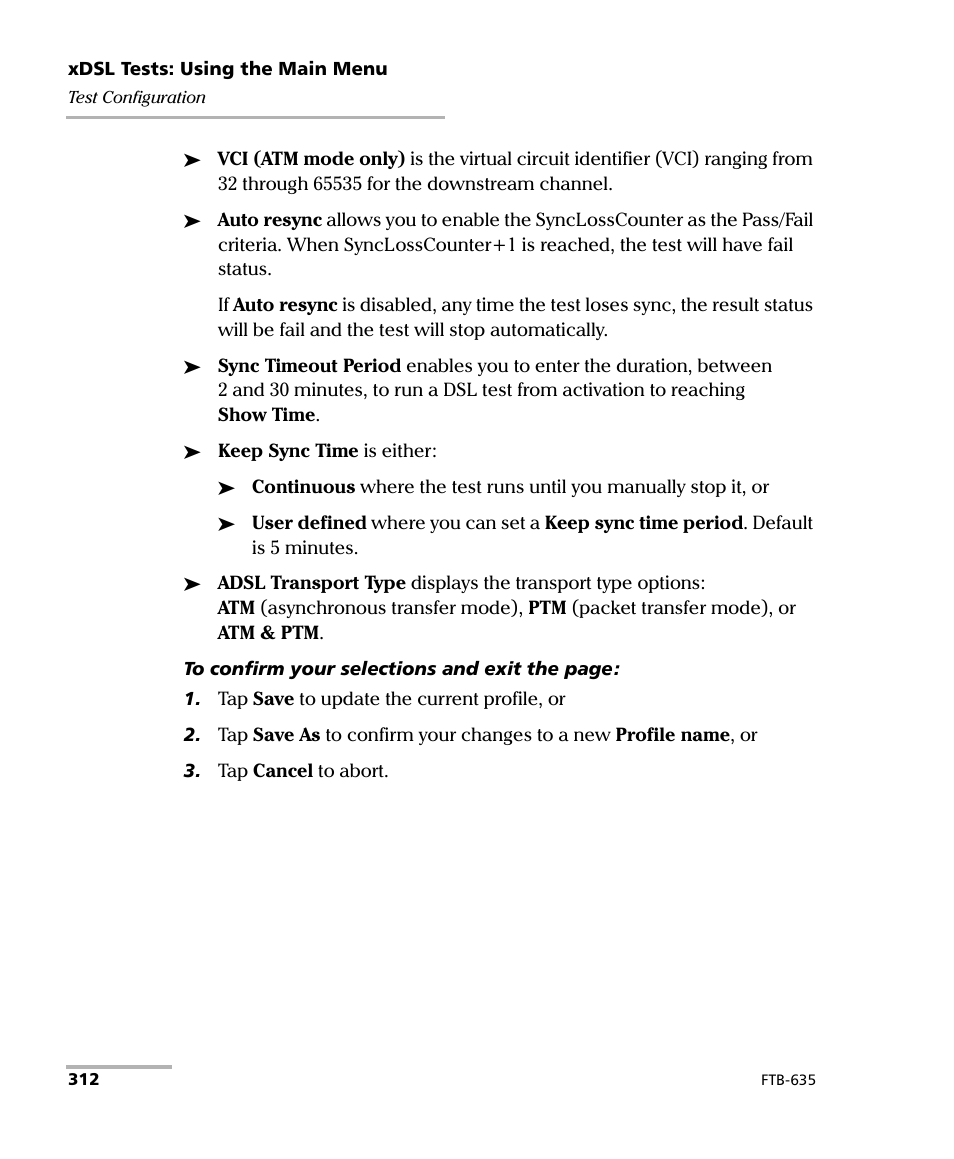 EXFO FTB-635 Wideband Copper and DSL Test Module User Manual | Page 320 / 373