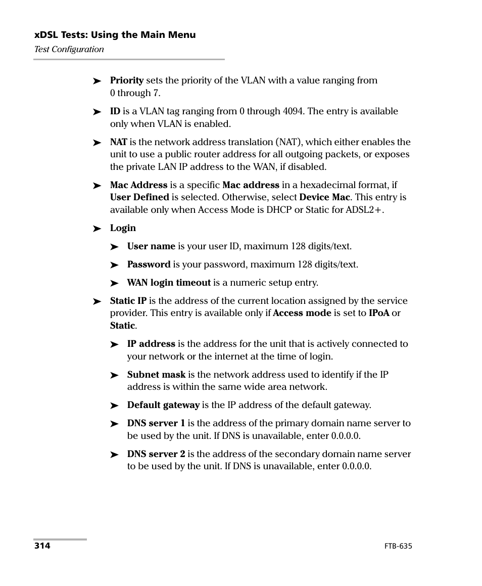 EXFO FTB-635 Wideband Copper and DSL Test Module User Manual | Page 322 / 373