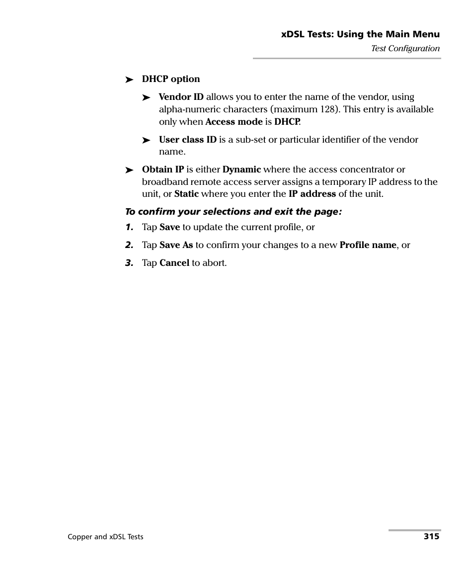 EXFO FTB-635 Wideband Copper and DSL Test Module User Manual | Page 323 / 373