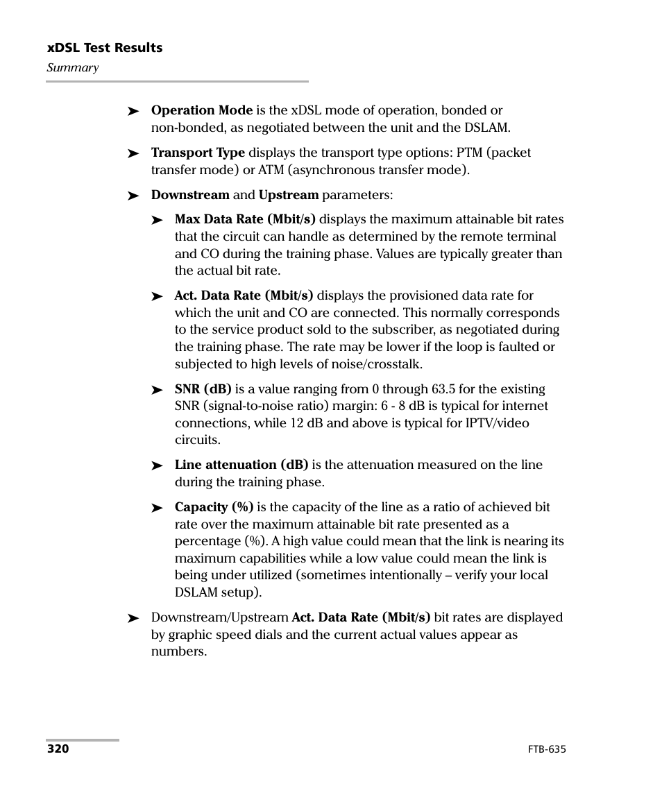 EXFO FTB-635 Wideband Copper and DSL Test Module User Manual | Page 328 / 373