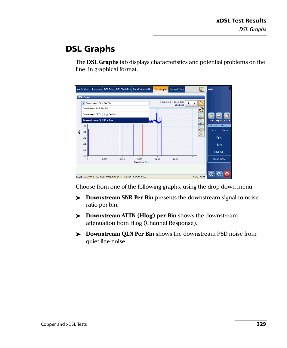 Dsl graphs | EXFO FTB-635 Wideband Copper and DSL Test Module User Manual | Page 337 / 373
