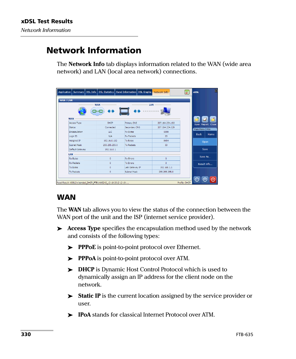 Network information | EXFO FTB-635 Wideband Copper and DSL Test Module User Manual | Page 338 / 373