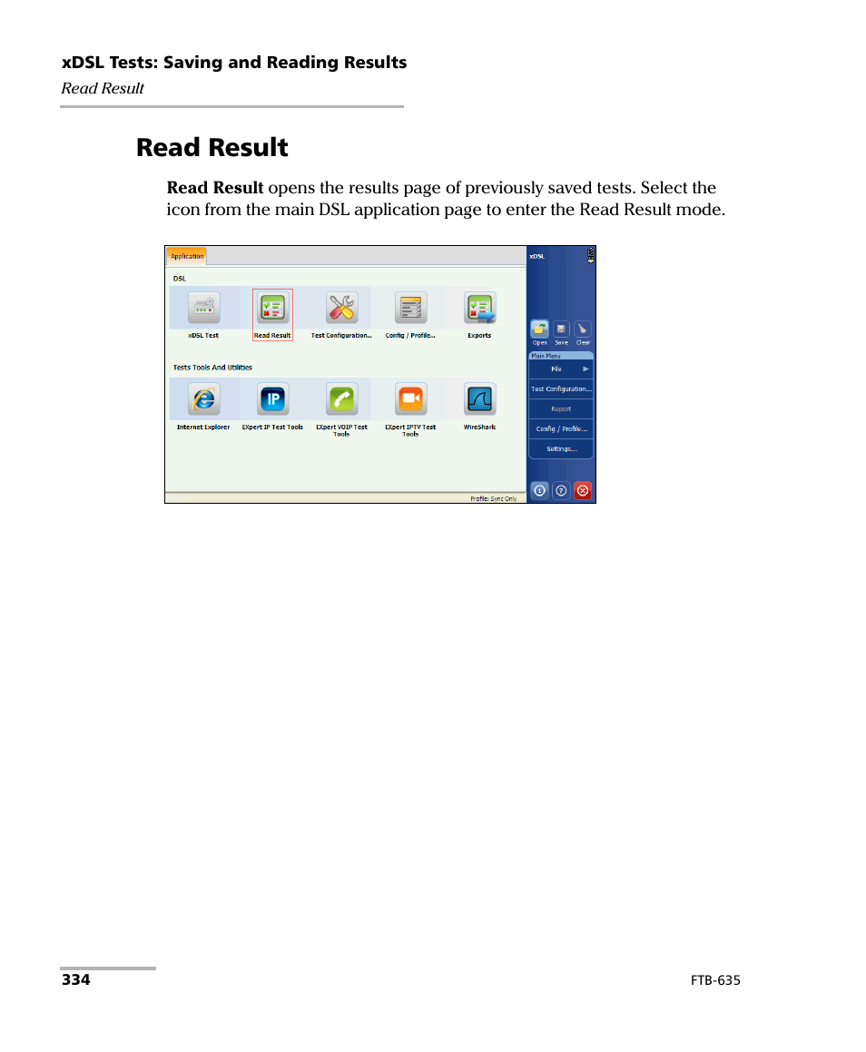 Read result | EXFO FTB-635 Wideband Copper and DSL Test Module User Manual | Page 342 / 373