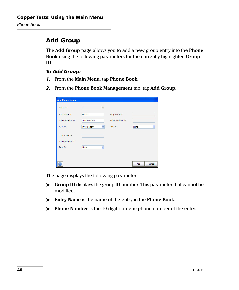 Add group | EXFO FTB-635 Wideband Copper and DSL Test Module User Manual | Page 48 / 373