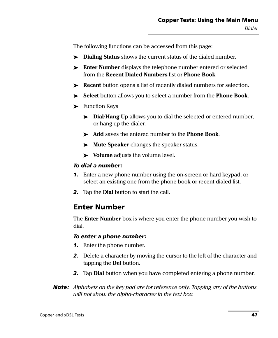 Enter number | EXFO FTB-635 Wideband Copper and DSL Test Module User Manual | Page 55 / 373
