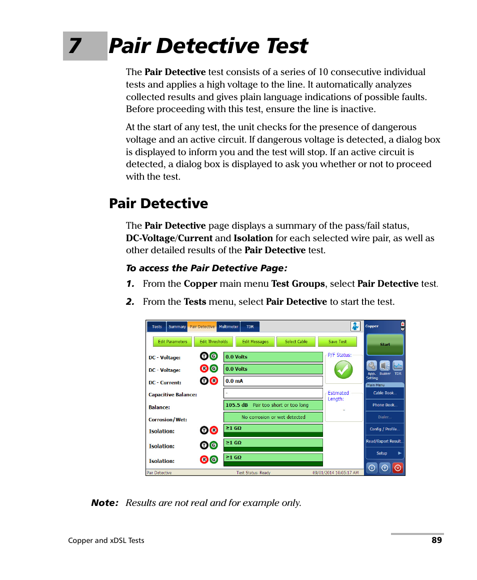 7 pair detective test, Pair detective, 7pair detective test | EXFO FTB-635 Wideband Copper and DSL Test Module User Manual | Page 97 / 373