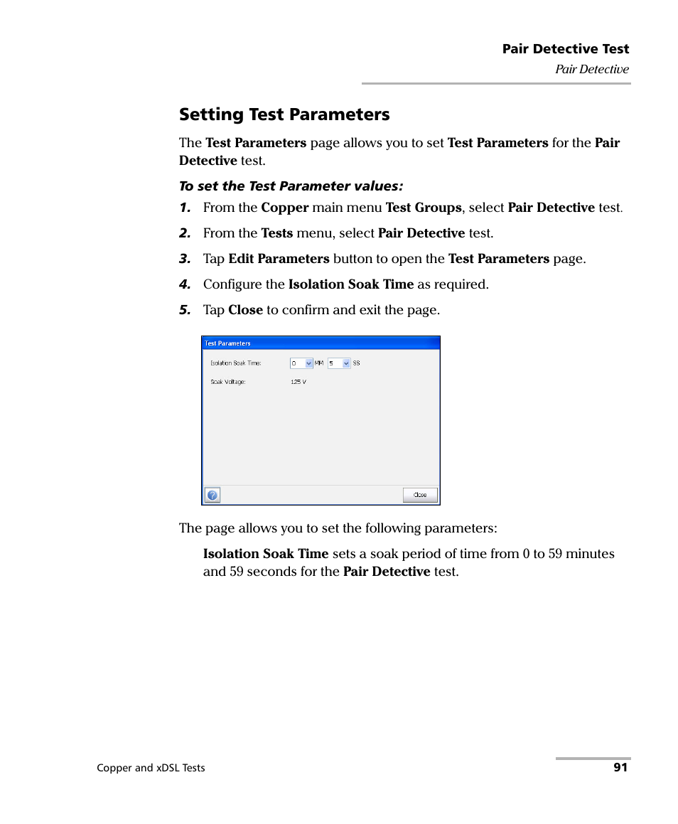 Setting test parameters | EXFO FTB-635 Wideband Copper and DSL Test Module User Manual | Page 99 / 373