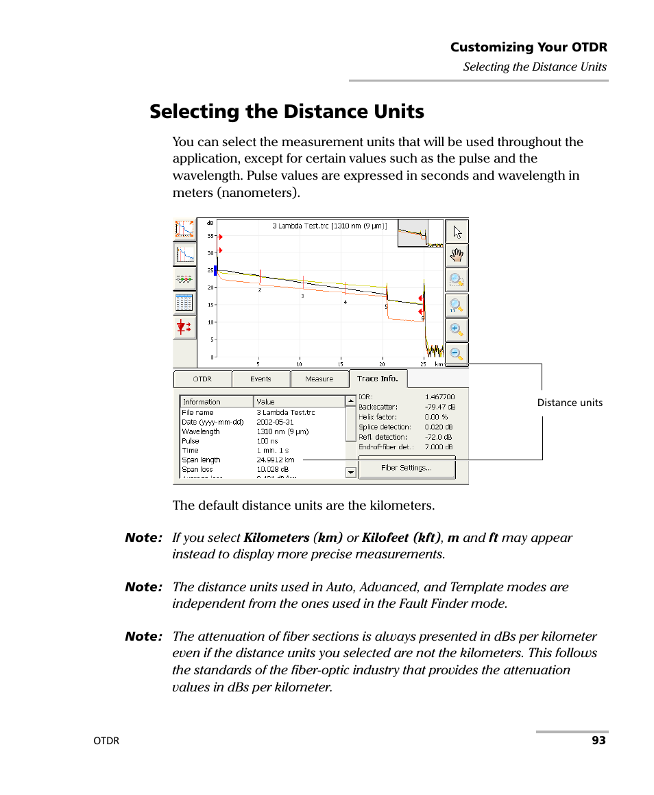 Selecting the distance units | EXFO FTB-700 for FTB-1 User Manual | Page 101 / 329